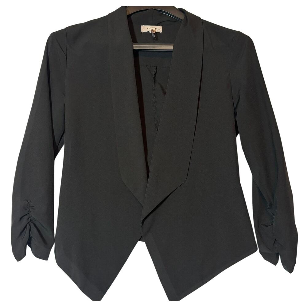 C’EST TOI Women’s Long Sleeve Open Front Jacket Duster Size Small Ruched Sleeves